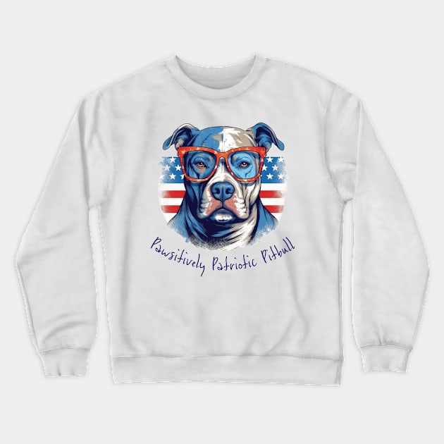 Pawsitively Patriotic Pitbull Crewneck Sweatshirt by Mister Graffiti